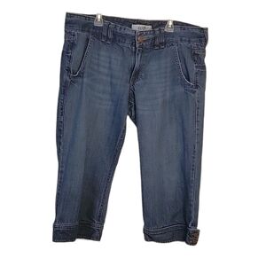 Old Navy Ultra Low Waist Cuffed Denim 100% Cotton Blue Capri Size 12